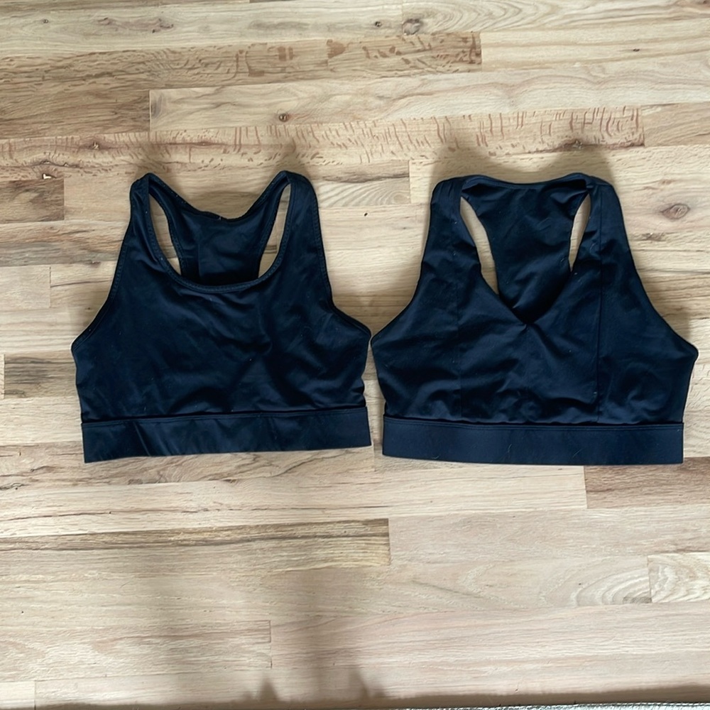 Two black fabletics bras